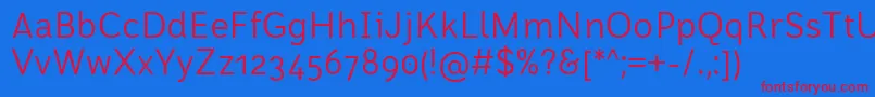 フォントFontRodonaRegularBeta – 赤い文字の青い背景