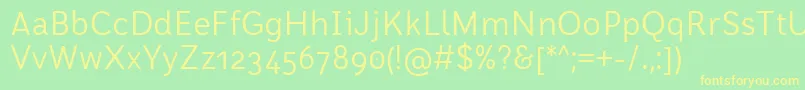 Fonte FontRodonaRegularBeta – fontes amarelas em um fundo verde