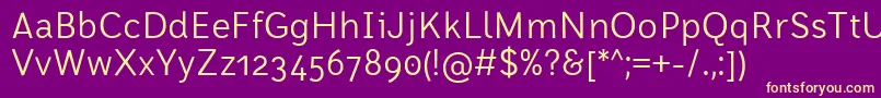 Więcej informacji o czcionce FontRodonaRegularBeta Czcionka FontRodonaRegularBeta – żółte czcionki na fioletowym tle
