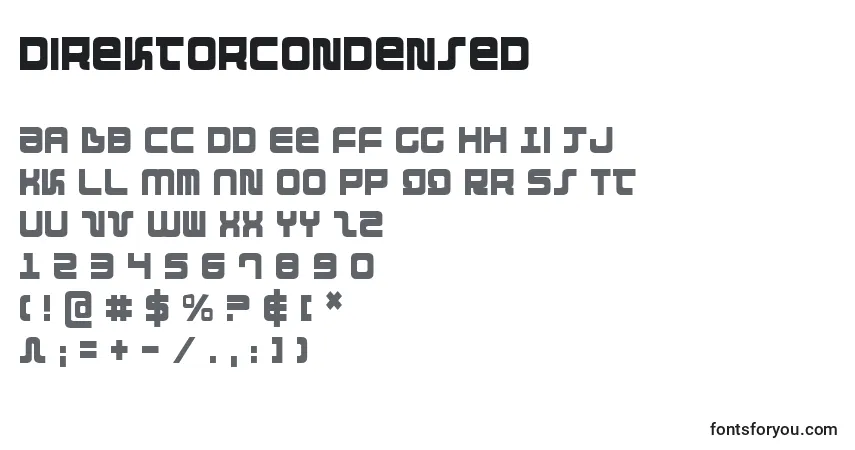 Czcionka DirektorCondensed – alfabet, cyfry, specjalne znaki