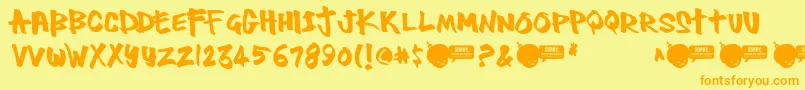 Fonte Thug – fontes laranjas em um fundo amarelo