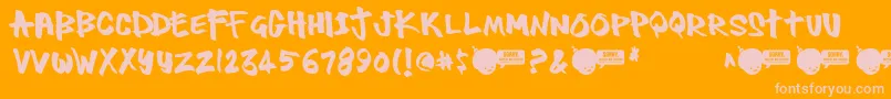 Thug-Schriftart – Rosa Schriften auf orangefarbenem Hintergrund