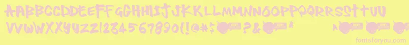 Thug Font – Pink Fonts on Yellow Background