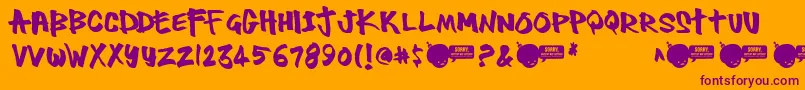 Thug Font – Purple Fonts on Orange Background
