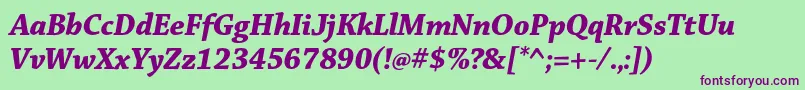 ChaparralproBolditdisp Font – Purple Fonts on Green Background
