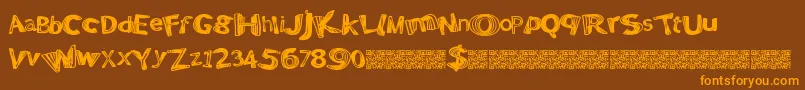 Positivewarp-Schriftart – Orangefarbene Schriften auf braunem Hintergrund