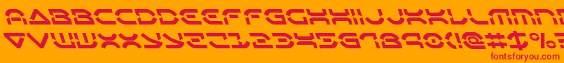 Oberondeuxleft-Schriftart – Rote Schriften auf orangefarbenem Hintergrund