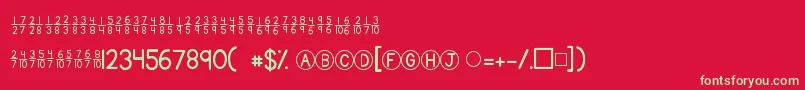 フォントKgtraditionalfractions – 赤い背景に緑の文字