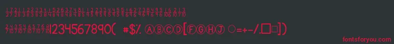 フォントKgtraditionalfractions – 黒い背景に赤い文字