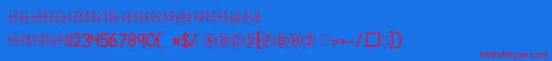 Kgtraditionalfractions-Schriftart – Rote Schriften auf blauem Hintergrund