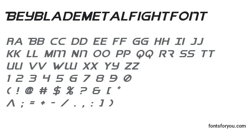 A fonte BeybladeMetalFightFont – alfabeto, números, caracteres especiais