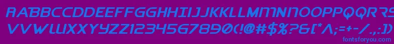 フォントBeybladeMetalFightFont – 紫色の背景に青い文字