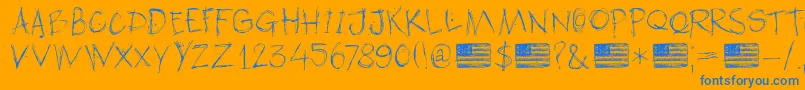 DkAmericanGrunge Font – Blue Fonts on Orange Background