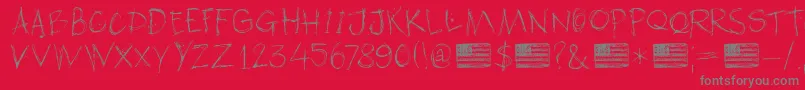 DkAmericanGrunge Font – Gray Fonts on Red Background