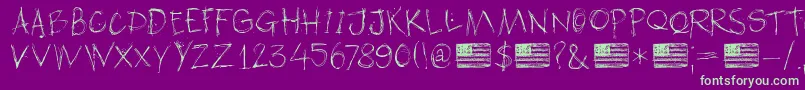 DkAmericanGrunge Font – Green Fonts on Purple Background