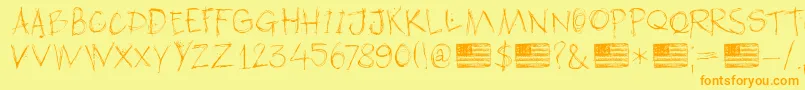 DkAmericanGrunge Font – Orange Fonts on Yellow Background