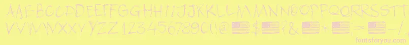DkAmericanGrunge Font – Pink Fonts on Yellow Background