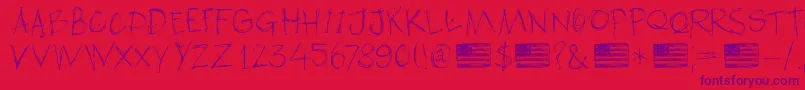 DkAmericanGrunge Font – Purple Fonts on Red Background