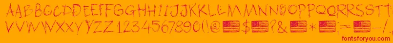 DkAmericanGrunge Font – Red Fonts on Orange Background