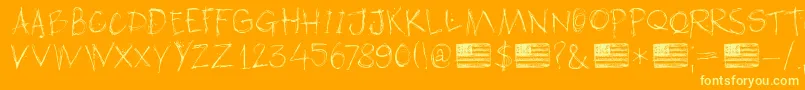DkAmericanGrunge Font – Yellow Fonts on Orange Background