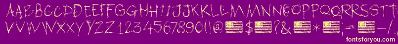 DkAmericanGrunge Font – Yellow Fonts on Purple Background