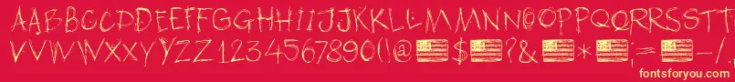フォントDkAmericanGrunge – 黄色の文字、赤い背景