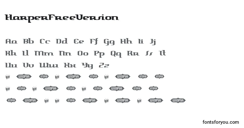 HarperFreeVersion-fontti – aakkoset, numerot, erikoismerkit