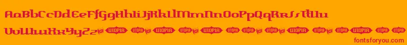 HarperFreeVersion-Schriftart – Rote Schriften auf orangefarbenem Hintergrund