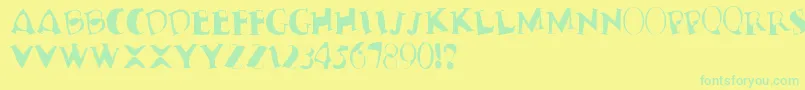 フォントTerribleNervz – 黄色い背景に緑の文字