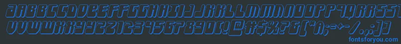 フォントForcemajeure3Dital – 黒い背景に青い文字