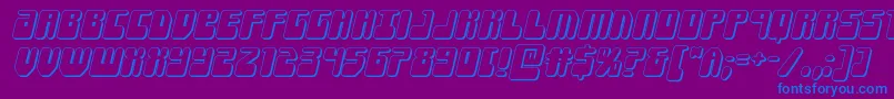 Forcemajeure3Dital-fontti – siniset fontit violetilla taustalla