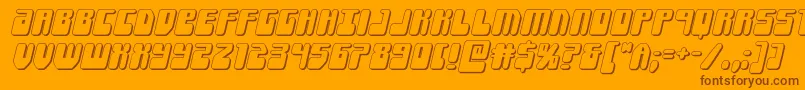 Forcemajeure3Dital-Schriftart – Braune Schriften auf orangefarbenem Hintergrund