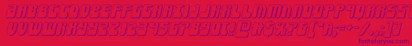 Czcionka Forcemajeure3Dital – fioletowe czcionki na czerwonym tle