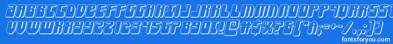 Forcemajeure3Dital-Schriftart – Weiße Schriften auf blauem Hintergrund