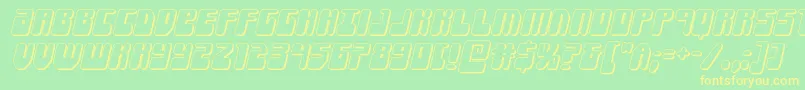 フォントForcemajeure3Dital – 黄色の文字が緑の背景にあります