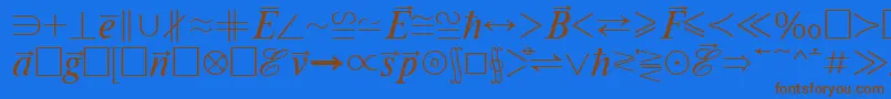 フォントMathematicabttRegular – 茶色の文字が青い背景にあります。