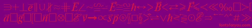 フォントMathematicabttRegular – 紫の背景に赤い文字