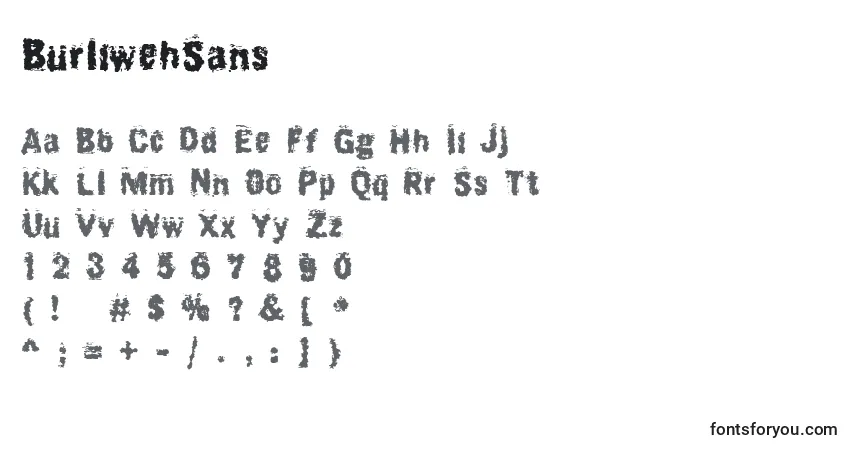 Czcionka BurliwehSans – alfabet, cyfry, specjalne znaki