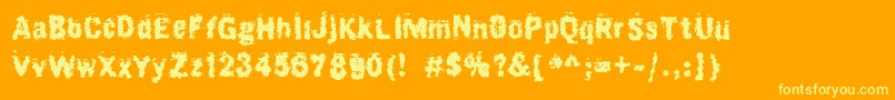 BurliwehSans-Schriftart – Gelbe Schriften auf orangefarbenem Hintergrund