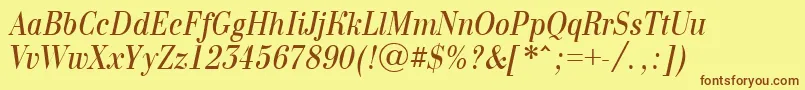 BodoninovanrItalic-fontti – ruskeat fontit keltaisella taustalla