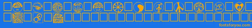 フォントHippy – オレンジ色の文字が青い背景にあります。
