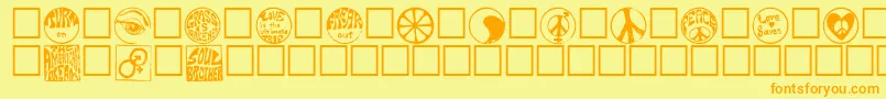 フォントHippy – オレンジの文字が黄色の背景にあります。