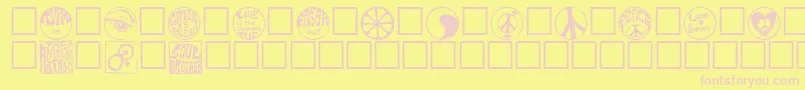 Hippy-fontti – vaaleanpunaiset fontit keltaisella taustalla