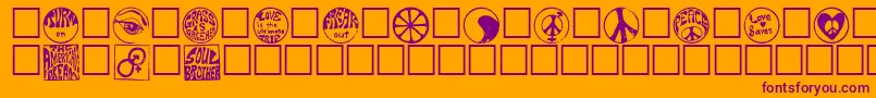 Czcionka Hippy – fioletowe czcionki na pomarańczowym tle