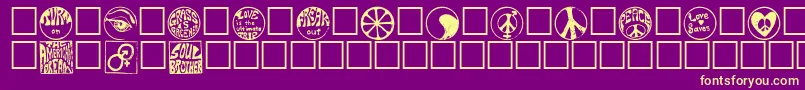 Hippy-fontti – keltaiset fontit violetilla taustalla