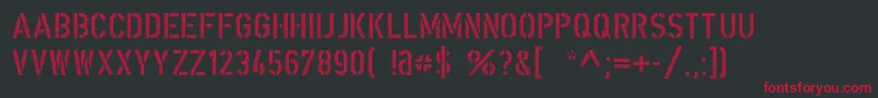 DinSchablonierschriftCracked Font – Red Fonts on Black Background