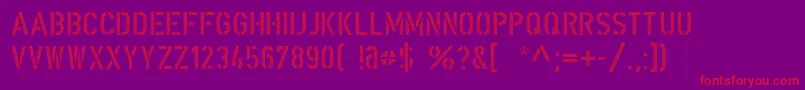 DinSchablonierschriftCracked Font – Red Fonts on Purple Background