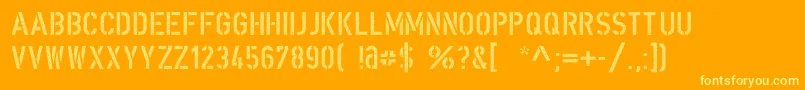 DinSchablonierschriftCracked Font – Yellow Fonts on Orange Background