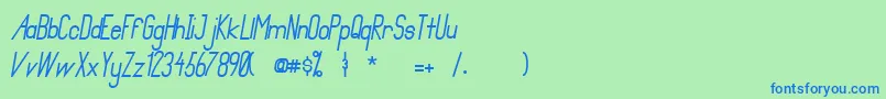 フォントPrimadonaItalicBold – 青い文字は緑の背景です。