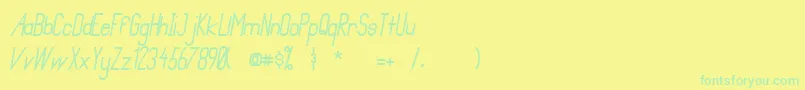 Czcionka PrimadonaItalicBold – zielone czcionki na żółtym tle